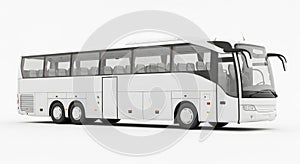 Modern white coach bus isolated on white background