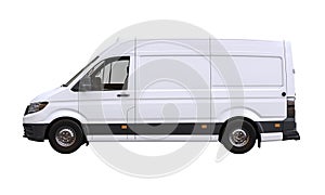 Modern white delivery van isolated on white