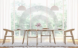 Modern white dining room 3d rendering image photo