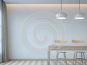 Modern white dining room minimal style 3D rendering Image