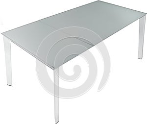 Modern white dinning table. Modern designer, Sliding table isolated on white background. Series of furniture.