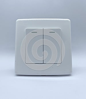 Modern White Double Light Switch on Neutral Background