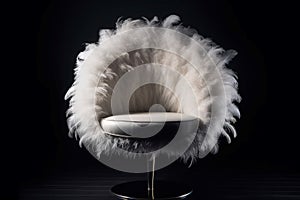Modern white feathered chair. Generate ai