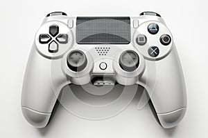 Modern White Game Controller on White Background