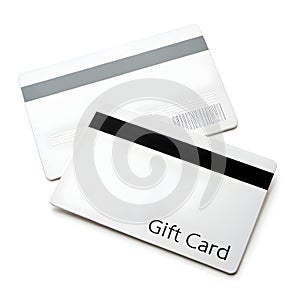 Modern white gift card front and back isolated on white background