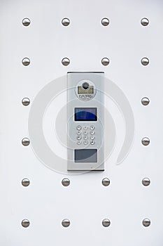 Modern white intercommunication system with camera and ID system photo