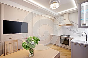 Modern white kitchen clean interior design