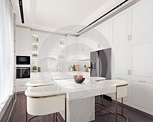 Modern white kitchen interior design