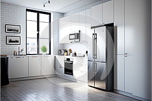 modern white kitchen interior design 3d rendering mock-up in a modern house