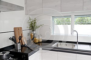 Modern white kitchen unit