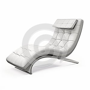 Modern White Leather Chaise Lounge - High Resolution Isolated Furniture