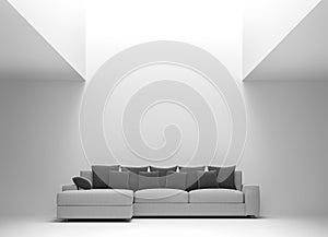 Modern white living room interior minimal style 3d rendering image photo