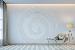 Modern white living room minimal style 3D rendering Image