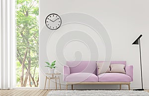 Modern white living room with pastel furniture 3d rendering image
