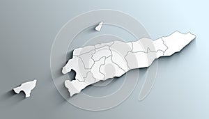 Modern White Map of East Timor with Municipalities With Shadow photo