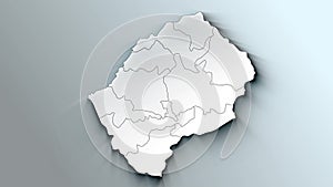 Modern White Map of Lesotho with Districts