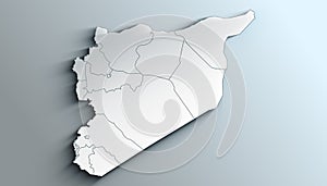 Modern White Map of Syria with Governorates With Shadow photo