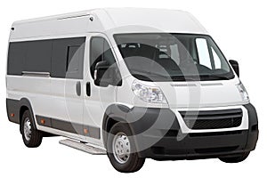 Modern white minibus.