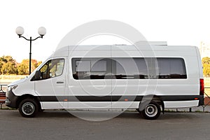 Modern white minibus