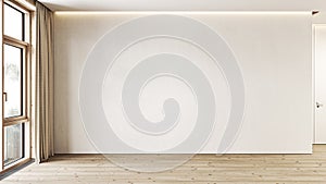 Modern white minimalist interior blank wall.