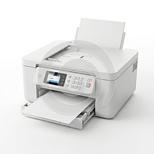 Modern white multifunction printer with flatbed scanner and automatic document feeder