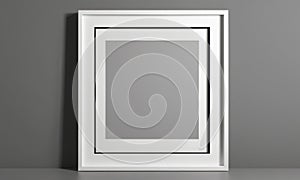 Modern White Picture Frame on Gray Wall