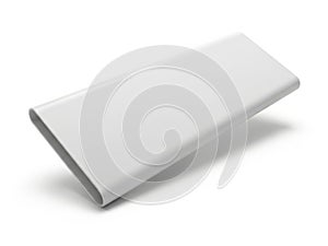 Modern white rectangular tray isolated on white background