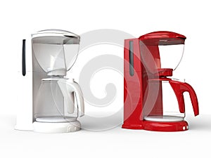 Modern white and red coffee makers
