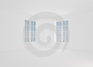 Modern white room with empty walls. mockup. 3d render