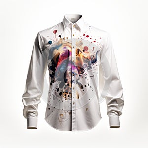Modern White Shirt With Colorful Splatter Designs photo