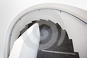 Modern white spiral staircase