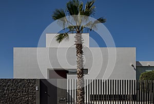 Modern house with palm tree San Jaun, Tenerife, Spain photo