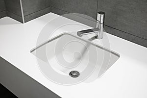 Modern white stone washbasin