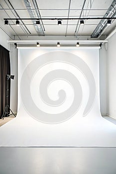 Modern white studio background with soft lighting