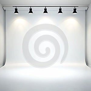 Modern white studio background with soft lighting
