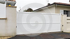 Modern white suburb metal sliding aluminum house gate slide in street home