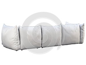Modern white three-seat corner leather sofa. 3d render