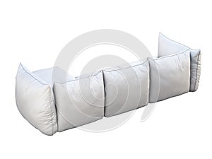 Modern white three-seat corner leather sofa. 3d render