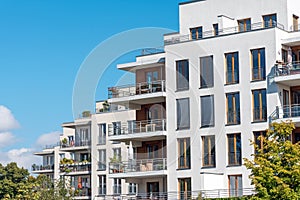 Modern white townhouses in Berlin