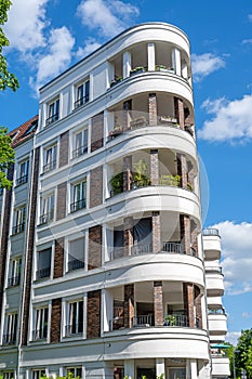 Modern white upscale apartment block