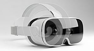 Modern White Virtual Reality Headset on Clean Background