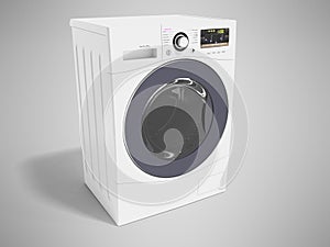 Modern white washing machine for washing clothes 3d rendering on