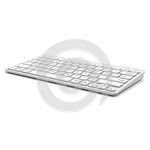 Modern White Wireless Keyboard on White Background