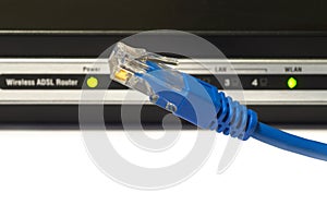 Modern WiFi Modem Router ADSL with LAN Cable rj45.