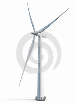 Modern Wind Turbine Isolated on White