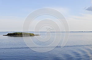 Modern Wind Turbines on Water, Oresund Isle, Sweden, Denmark