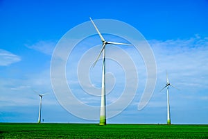 Modern Windmill Turbine, Wind Power, Green Energy.