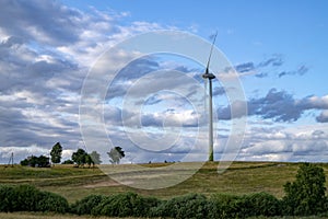 Modern windmill turbine, wind power, green energy
