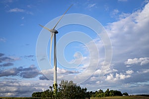 Modern windmill turbine, wind power, green energy