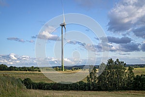 Modern windmill turbine, wind power, green energy